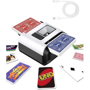 ماكينة خلط البطاقات الأوتوماتيكية مع الأوضاع التلقائية واليدوية - ماكينة خلط البطاقات الكهربائية الهادئة والقابلة لإعادة الشحن والمحمولة لمدة 1-2 طابق | مثالية للبوكر، أونو، بلاك جاك، سكيب بو، المرحلة 10، ليلة الألعاب المنزلية in Kuwait