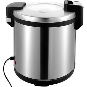 سخان أرز كبير 20 كيو تي، جهاز طبخ أرز تجاري محمول ودافئ، دلو أرز معزول احترافي غير لاصق، تنظيم درجة الحرارة بسهولة بلمسة واحدة، فضي in Kuwait