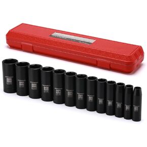 MIXPOWER 1/2-Inch Deep Impact Socket Set, Cr-Mo Steel, 29 Pieces Set, Metric & SAE, 10-27mm, 7/16"- 1-1/4", Include Flip Lug Nut Socket, 19mmX 21mm, 3/4" X13/16", Heavy Duty Storage Case… in Saudi Arabia