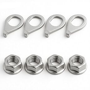 Silver Bicycle Axle Nut, 8 Pack Bicycle Hub Safety Washer Kit, 3/8 Inch Bike Hub Flanged Axle Nuts and Safety Washer Bike Wheel Axles Nuts with Front and Rear Bicycles Wheel Washers in Saudi Arabia