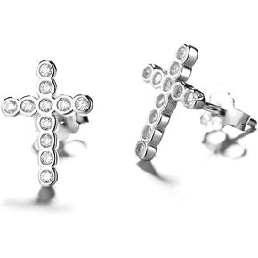 Sterling Silver Cross earrings for women with crystals from Swarovski in Kuwait