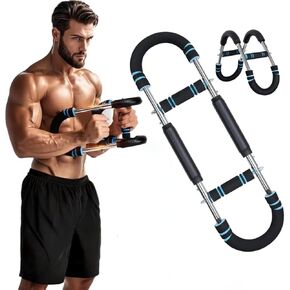 Power Twister Bar Arm Trainer 60-100lb Adjustable Resistance, Chest Expander & Arm Strengthener, Portable Upper Body Workout Equipment, Compact Detachable Fitness Training Tool for Home Gym (Blue) in Saudi Arabia