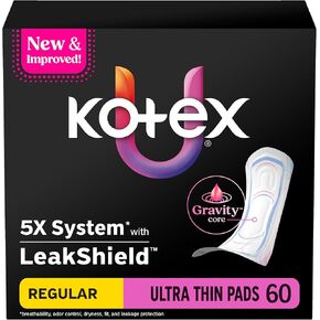 Kotex Ultra Thin Pads, Regular Absorbency, 60 Count (Packaging May Vary) in Kuwait