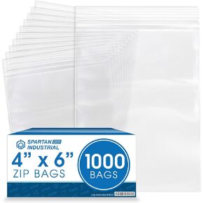 Spartan Industrial - 4" X 6" (1000 Count) 2 Mil Clear Reclosable Zip Plastic Poly Bags with Resealable Lock Seal Zipper in Kuwait