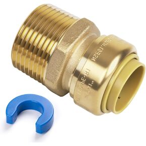 محول تقليل ذكر 3/4 بوصة PTC إلى 1 بوصة NPT، ضغط لتوصيل تركيبات السباكة النحاسية لأنابيب النحاس، CPVC، PEX، مع تقوية مطورة، مشبك فصل متضمن، معتمد من NSF وUPC in Kuwait