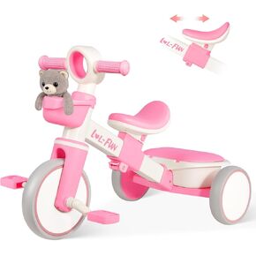 دراجة ثلاثية العجلات للأطفال الصغار من عمر 1 إلى 3 سنوات، دراجة أطفال قابلة للتعديل للأولاد والبنات هدية عيد ميلاد بعمر 2-4 سنوات، دراجة أطفال مع سلال تخزين ودواسات قابلة للإزالة in Kuwait