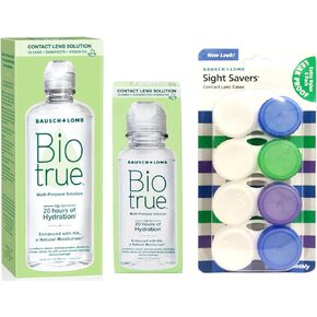 Biotrue Multi-Purpose Solution 10 fl oz, Sight Savers Contact Lens Cases 4 Ct, and Biotrue Multi-Purpose Solution 2 fl oz in Kuwait