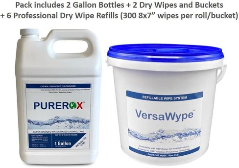 عبوة مناديل مبللة كبيرة مطهرة وقابلة لإعادة الملء - امسح وتزيل 99.99% من الفيروسات والبكتيريا والفطريات. درجة المستشفى. آمن للاستخدام في أي مكان في المدارس والمرافق الطبية والتجارية. صفر بقايا سامة. لا شطف. مناسبة لجميع الأسطح. in Kuwait