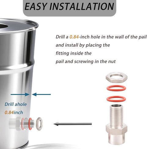 Enoch's Land Stainless Steel Home Brew Kettle Weldless Bulkhead,1/2" MPT X 1/2" FPT Bulkhead Fitting for Beer Wine Home Brewing Kettle in Kuwait