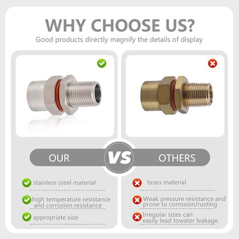 Enoch's Land Stainless Steel Home Brew Kettle Weldless Bulkhead,1/2" MPT X 1/2" FPT Bulkhead Fitting for Beer Wine Home Brewing Kettle in Kuwait