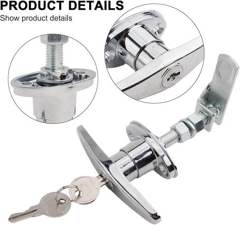 Zinc Alloy T Handle Lock Kit with Keys Camper Attachment for Truck Garage Door Home Improvement Accessories Hardware 1Pcs in Kuwait