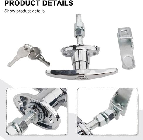 Zinc Alloy T Handle Lock Kit with Keys Camper Attachment for Truck Garage Door Home Improvement Accessories Hardware 1Pcs in Kuwait