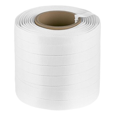 QWORK 3/4" x 500' Woven Cord Strapping Roll of 6" x 3" Core Size,, Heavy Duty Polyethylene Braided Rope Strap Roll, 2400 lb Strong Break Strength Poly Cord Strapping, White in Saudi Arabia
