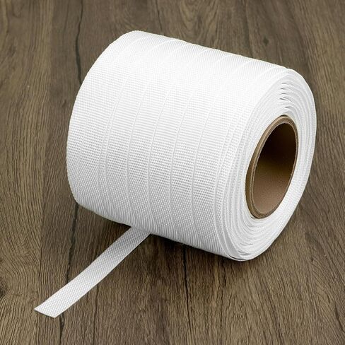 QWORK 3/4" x 500' Woven Cord Strapping Roll of 6" x 3" Core Size,, Heavy Duty Polyethylene Braided Rope Strap Roll, 2400 lb Strong Break Strength Poly Cord Strapping, White in Saudi Arabia