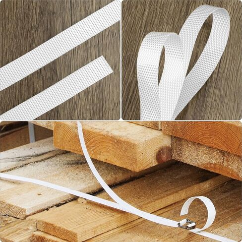 QWORK 3/4" x 500' Woven Cord Strapping Roll of 6" x 3" Core Size,, Heavy Duty Polyethylene Braided Rope Strap Roll, 2400 lb Strong Break Strength Poly Cord Strapping, White in Saudi Arabia