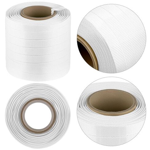 QWORK 3/4" x 500' Woven Cord Strapping Roll of 6" x 3" Core Size,, Heavy Duty Polyethylene Braided Rope Strap Roll, 2400 lb Strong Break Strength Poly Cord Strapping, White in Saudi Arabia