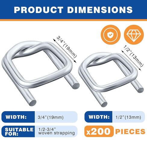 200 Pack Galvanized Cord Strapping Buckles 3/4", Metal Wire Buckles with Galvanized Coating for Woven Cord Strapping, Reusable Strap Buckle in Saudi Arabia