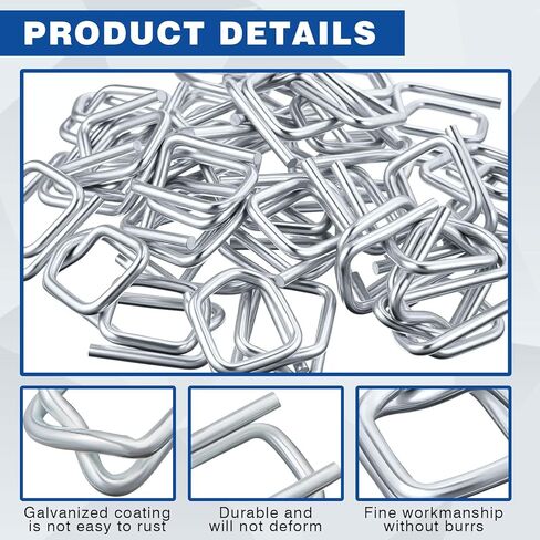 200 Pack Galvanized Cord Strapping Buckles 3/4", Metal Wire Buckles with Galvanized Coating for Woven Cord Strapping, Reusable Strap Buckle in Saudi Arabia