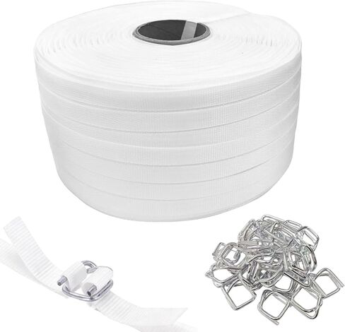 لفة ربط حبل منسوجة مقاس 3/4 بوصة × 330 بوصة مع 50 حزمة من أبازيم الأسلاك المعدنية، وحزام تغليف بولي شديد التحمل بقوة 2400 رطل، وحبل مجدول من البولي إيثيلين لشحن البليت والتجميع الصناعي in Kuwait