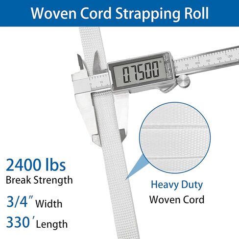 لفة ربط حبل منسوجة مقاس 3/4 بوصة × 330 بوصة مع 50 حزمة من أبازيم الأسلاك المعدنية، وحزام تغليف بولي شديد التحمل بقوة 2400 رطل، وحبل مجدول من البولي إيثيلين لشحن البليت والتجميع الصناعي in Kuwait