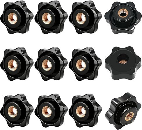 12 قطعة مقابض النجوم M8 مخرش المقبض الأسود لقط المقابض ، البلاستيك الموضوع مقبض المسمار على M8 الجناح الجوز لملحقات الآلات in Kuwait