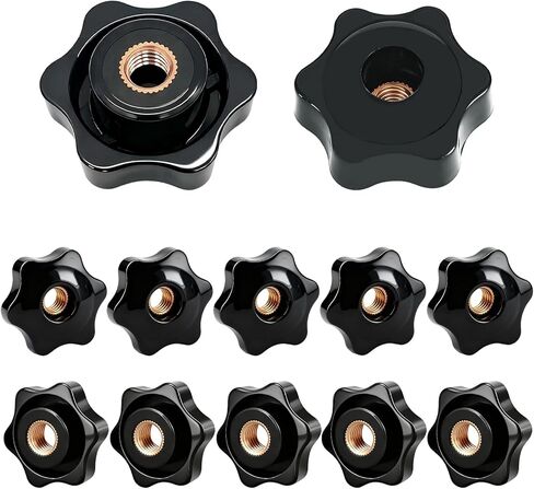 12 قطعة مقابض النجوم M8 مخرش المقبض الأسود لقط المقابض ، البلاستيك الموضوع مقبض المسمار على M8 الجناح الجوز لملحقات الآلات in Kuwait