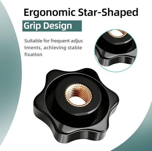 12 قطعة مقابض النجوم M8 مخرش المقبض الأسود لقط المقابض ، البلاستيك الموضوع مقبض المسمار على M8 الجناح الجوز لملحقات الآلات in Kuwait