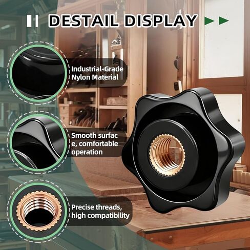 12 قطعة مقابض النجوم M8 مخرش المقبض الأسود لقط المقابض ، البلاستيك الموضوع مقبض المسمار على M8 الجناح الجوز لملحقات الآلات in Kuwait