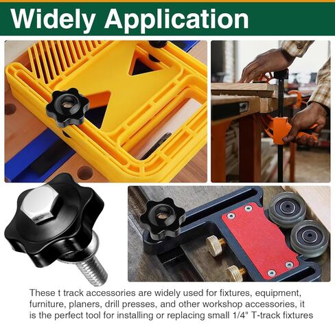 20 حزمة من مسامير المسار مقاس 1/4 بوصة - 20 T ومقابض النجوم، تتضمن مسامير سداسية مقاس 1-1/2 بوصة و2 بوصة مع غسالات لأدوات النجارة على شكل حرف T in Kuwait