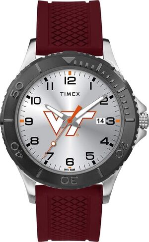 ساعة Timex Tribute للرجال Collegiate Gamer مقاس 42 مم - Virginia Tech Hokies مع حزام سيليكون قرمزي in Saudi Arabia