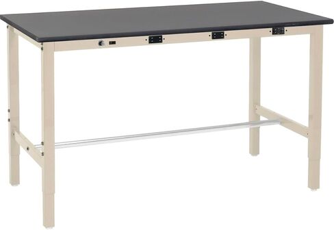 منضدة عمل مختبر قابلة للتعديل من Global Industrial 237384LLBTN - 60 × 36 بوصة - مريلة كهربائية - حافة أمان الفينول - أسمر ضارب للصفرة in Kuwait