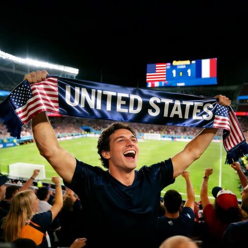 USA Soccer Fan Scarf - Double-Sided United States Supporter Scarf for 2026 International Soccer Matches & Game Day in Saudi Arabia