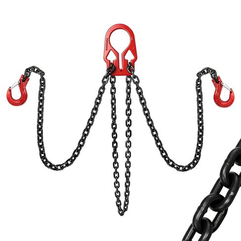 3/8" x 10FT Adjustable Lifting Chain Sling, G80 14200LB 2-Leg with Oiled Finish & Safety Hooks (3/8 inch x 10Ft) in Saudi Arabia