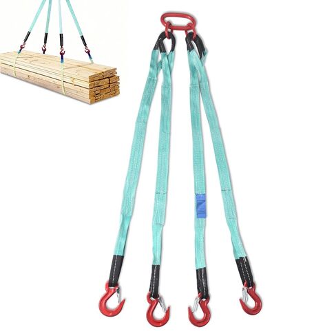 5Ft 6T Chain Sling for Lifting, 13220lbs 4 Legs with Grab Hooks & Adjusters, Polyester Rigging Straps for Engine Hoist & Security Towing in Kuwait