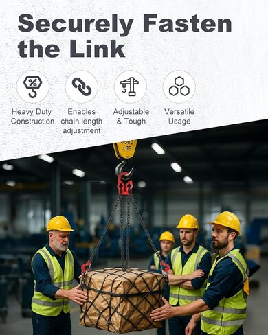 5/16 بوصة × 10 قدم سلاسل رفع مع خطافات ضبط، حبال سلسلة لسلسلة ساق مزدوجة أقصى حمولة 7000 رطل، خطاف سلسلة انتزاع صناعي عالي التحمل للرافعات، سحب الشاحنات in Kuwait