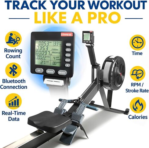 PENSUN Air Rowing Machine for Home Use - Indoor Rowing Machine with Adjustable Air Resistance, Performance Monitor, Tablet Holder, Foldable Rower for Cardio Fitness Workout in Saudi Arabia