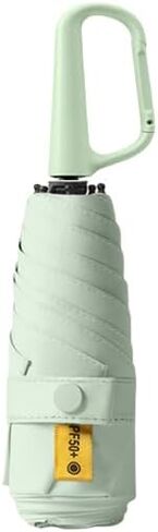 erised's bifrost Mini Travel Folding Umbrella with Carabiner Handle for Women Men Kids/Lightweight Portable Compact/Small Parasol/UV Protection/UPF50+/6Ribs/Sun Rain/Fits in Pocket Car Purse in Kuwait