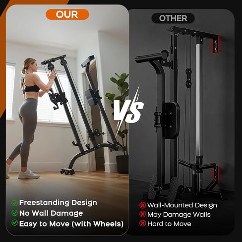 TOUSAINS Cable Machine Home Gym CR63, 330 Lbs Plates Loaded Cable Crossover Machine, 2 in 1 Functional Trainer with Rowing Machine, Space Saving Design for Home Gym in Saudi Arabia