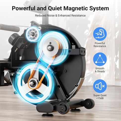 Dripex Rowing Machines for Home, Upgraded Rowing Machine Magnetic Rower, Max 360 LBS, 16 Levels of Workout Resistance, Dual Slide Rail, App Compatible, LCD Monitor, Row Machine for Gym Exercise in Kuwait