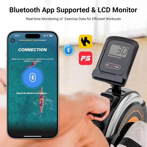 Dripex Rowing Machines for Home, Upgraded Rowing Machine Magnetic Rower, Max 360 LBS, 16 Levels of Workout Resistance, Dual Slide Rail, App Compatible, LCD Monitor, Row Machine for Gym Exercise in Kuwait