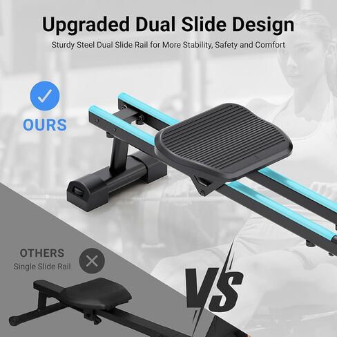 Dripex Rowing Machines for Home, Upgraded Rowing Machine Magnetic Rower, Max 360 LBS, 16 Levels of Workout Resistance, Dual Slide Rail, App Compatible, LCD Monitor, Row Machine for Gym Exercise in Kuwait