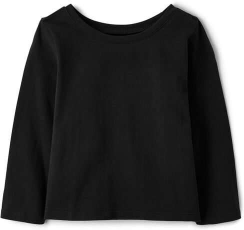 The Children's Place,Baby Girls,and Toddler Everyday Long Sleeve Layering T-Shirts,Black/Fuschia/Black/White 4-Pack,5 Years in Kuwait