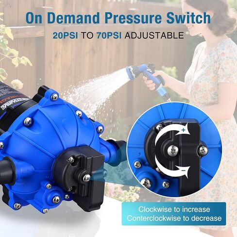 CrestWave 110V AC Washdown Pump Kit, 7GPM 70PSI Wash Down Pump for boat with Spray Nozzle, 5-Chamber Self-Priming Diaphragm Water Pressure Pump with Pressure Switch for Boat, RV, Marine, Yacht in Kuwait