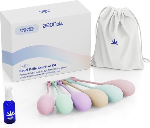 AEON Gentle Touch Soft Premium Silicone 6-Dilator Pelvic Floor Strengthening Kit for Women - 6 Different Sizes - Elegant Storage Bag & Glide Moisturizer ($8 Value) Included in Saudi Arabia