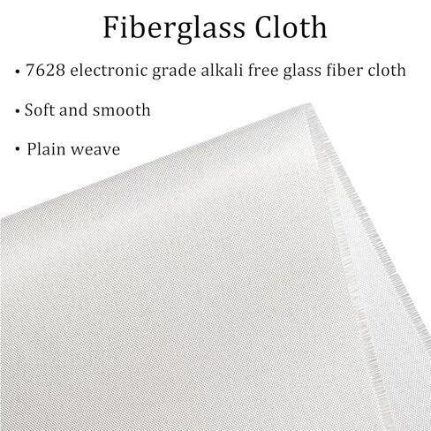 قماش من الألياف الزجاجية، 12 قدمًا × 50 بوصة، 6 أونصة من الزجاج الإلكتروني منسوج عادي 7628 قماش من الألياف الزجاجية الخالية من القلويات للوحة الدوائر والقوارب والسيارات وألواح التزلج على الماء طراز RC لإصلاح in Kuwait