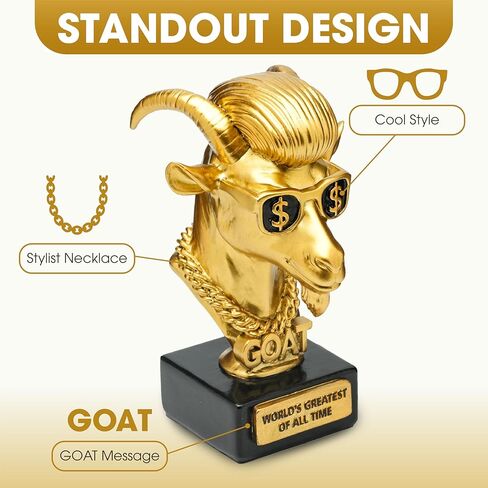 Goat Trophy Awards - Resin Fantasy Football Trophy - Football Trophy Awards and Trophies - Funny Greatest of All Time Trophy for Champion, Office MVP Gifts, Winner & Gag Gifts in Saudi Arabia