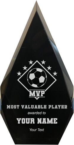 جائزة MVP الرياضية المخصصة للاعب كرة القدم مع نص مخصص منقوش عليه سلسلة لهب من الأكريليك الصلب باللون الأسود in Kuwait