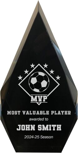 جائزة MVP الرياضية المخصصة للاعب كرة القدم مع نص مخصص منقوش عليه سلسلة لهب من الأكريليك الصلب باللون الأسود in Kuwait