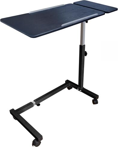Recliner Table, Over the Bed Table with Wheels, Adjustable Width & Height, with Split Tilt Design & 4 Caster Wheels with Brakes (Black Base & Black Tabletop) in Saudi Arabia
