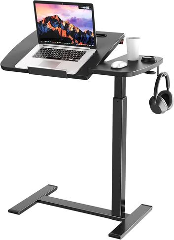 Overbed Bedside Table with Wheels,Tiltable Hospital Bed Table, Pneumatic Adjustable Overbed Table, Rolling Laptop Desk, Mobile Standing Desk for Bed, Couch, or Hospital Use in Kuwait